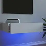 Floating TV Cabinet, Entertainment Unit TV Stand TV Unit TV Wall Cabinet with LED Lights White 60x35x15.5 cm