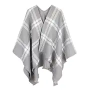 ANYYOU Scarf Gray white Cashmere Poncho Winter Blanket Shawl Tassel Bandana