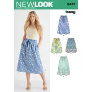New Look Sewing Pattern 6437 N6437 Misses' Skirt in Two Lengths with Fabric Variations