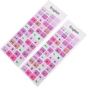 Sewroro 2Sheets English Keyboard Sticker Macaron Design for Easy Language Replacement for Laptops and Notebooks for Self Learning and Keyboard Refresh