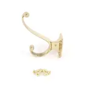 Hafele 845.06.800 Double Hook Hat/Coat Polished and Lacquered Brass with Screws