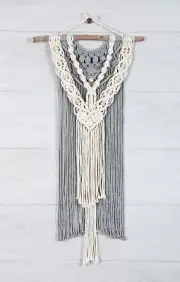Solid Oak Macrame Hanging Kit Two-Tone Layered Wall Hanging