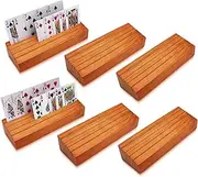 Card Deck Stand Set of 6, Playing Cards Holder for Kids Elder, Wood Holder Racks Tray for Organizing Cards on Game Bridge Card Holders Adults Card Deck for Kids Card Tables for Adults (orange 6set)