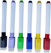 KICHOUSE 6 Pcs White Dry Erase Marker Fine Assorted Low Board Mini Wipe Black Chalk Pens Dry Erase Markers Erasable Markers