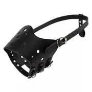 Black Large Anti Barking Bite Stop Chewing Adjustable Leather Pet Dog Mask