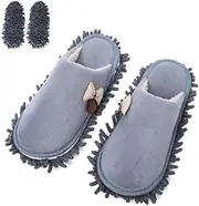 Kisstaker One pair Mop Cleaning Dusters House Slippers Shoes Cover Grey