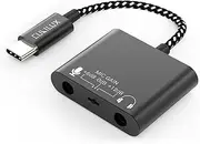 Cubilux USB C Mic Splitter for Lav Microphone,TRS Headphone Mic with Mic Gain(Up to +12dB),Type C to 3.5mm Microphone Adapter Suitable for Recording-USB C Support Android,Ipad OS,Mac OS,Window etc