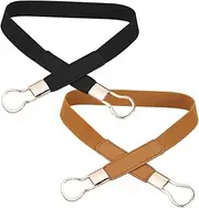[Ipetboom] 2pcs Ladies' Elastic Dress Waist Belt Comfortable Stretchy Waistband Women Chic Elastic Waist Belt For Dresses And Casual Wear