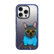 iPhone 16 Pro Impact Case MagSafe Compatible Hipster Frenchie - Black