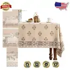 Machine Washable Rustic Floral Tablecloth for Rectangle Tables, 110 x 63 Size
