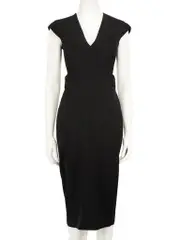 Black Open Back Midi Dress