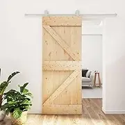 Sliding Door with Hardware Set 85x210 cm Solid Wood Pine Interior Door Kit