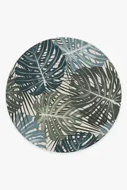 245' Round | Machine Washable Runner Rug | Kid & Pet Friendly | Indoor Rug | Monstera Jade Rug | Ruggable