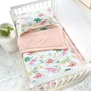 SWESEN 3 Pieces Baby Crib Bedding Set, Breathable Crib Comforter Set for Boys Girls, Standard Size Nursery Bedding Set Includes Comforter, Fitted Crib Sheet, and Pillowcase, Dinosaur