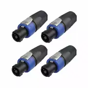 4pcs 4 Pole NL4FX Speaker Cable Plug Connector for Audio Speaker