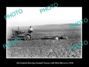 OLD LARGE HISTORIC PHOTO OF McCORMICK DEERING FARMALL TRACTOR & HARROWS c1930