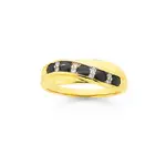 9ct Gold, Sapphire & Diamond Crossover Ring in Black