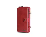 C05 Red Crossbody Smartphone Protective Leather Case Detachable Magnetic Card Wallet Phone Holder Cover for IPhone13