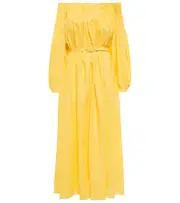 [Gabriela Hearst] Gabriela Hearst Martha off-shoulder linen maxi dress AU 10 yellow