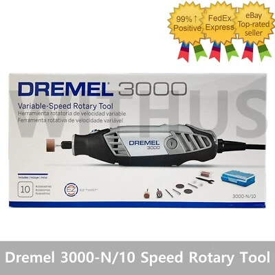 Dremel 3000-N/10 Variable Speed Rotary Tool (220V/NEW) with 10 Accessories Kit_