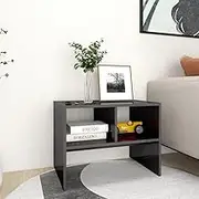 Side Table High Gloss Grey 60x40x45 cm Engineered Wood Home Accent