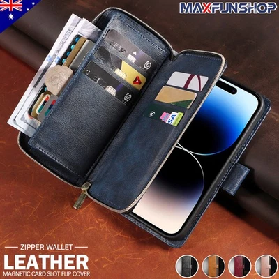 For iPhone 16 15 14 13 12 11 Plus/Pro/Max XS 8/7 Wallet Case Leather Flip Cover