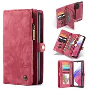 CaseMe For Samsung Galaxy A04S /A13 4G 5G Zipper & Detachable Retro Leather Pouch Wallet Flip Purse Bag Detachable Phone Case Cover (Red)