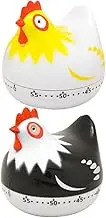 Zerodeko 2pcs Kitchen Timer Wind Up 60- Minute Mechanical Visual Timers 3D Chicken Shaped Alarm Clock Egg Timer Countdown Clocks for Classroom Baking Cooking