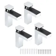4Pcs Glass Shelf Bracket, Brushed Shelves Clamp for 0.12"-1.42" Glass, Silver