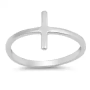 Sideways Cross Bar Stackable Love Ring New .925 Sterling Silver Band Sizes 4-10
