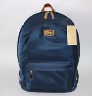MICHAEL KORS Backpack Navy Nylon Saddle Saffiano Leather Straps JET SET NEW $298