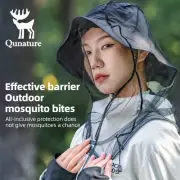 Qunature Mosquito Head Net Mesh Face Cover for Insect & Bugs Fits All Hats w/Bag