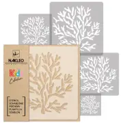5x reusable PLASTIC Stencils / 13.4" to 3.5" / Nursery KIDS Template / CORAL