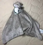 BABY THRO ELEPHANT EMBOSSED animals Lovey Security Blanket Nunu grey gray 30x30