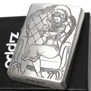 Zippo Oil Lighter Spy Room Sarah Dog Silver Brass Etching Regular Case Japan New