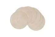 OZZYCOOK Round Braided Placemats Set of 6 - Beige