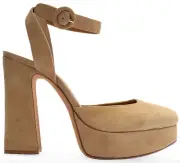 NIB Alexandre Birman Vita Nut Beige Suede Ankle Strap Platform Pumps 41 11 $695