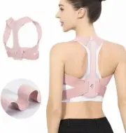 Posture Corrector for Men and Women Adjustable Upper Back Brace Pink - Small