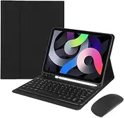 for iPad 10th Generation (10.9" inch, 2022) Keyboard Case & Mouse, Slim Removable Wireless Bluetooth Keyboard with Pencil Holder (Black)