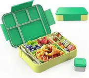 Hap Tim Bento Lunch Box for Kids & Adults, Lunchbox Containers with Tablewares for Boys & Girls, Leakproof, Microwave, Dishwasher, Freezer Safe, Bpa-Free, Green, (AU1265-GR)