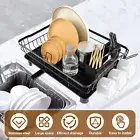 Dish Drying Rack with Swivel Drainage Spout Cutlery Holder Stainless Steel DeBql
