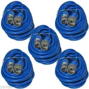 5 PACK BLUE 25 ft foot feet 3PIN XLR MALE TO FEMALE MIC MICROPHONE CABLES CORDS