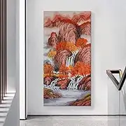 Hand Painted Oil Painting - Mountains and Flowing Water Texture Light Luxury Painting Wall Art Home Decoration,Personality for Living Room Home Bedroom Office Porch Decor,As Shown,100 X 200 Cm(40"