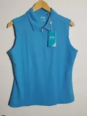 NWT WOMEN'S NIVO SPORT NIKA S/L POLO, SIZE: L, COLOR: COOL BLUE (J499)