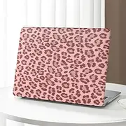Ksriylm Compatible with MacBook Pro 13 Inch Case M2 2023, 2022, 2021-2016 A2338 M1 A2251 A2289 A2159 A1989 A1708 A1706, Leopard Print Leather Laptop Hard Shell Case+2 Pieces ofKeyboard Cover,Pink