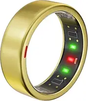 POBOVi Ring OnePlus - Ultra-Thin Titanium Smart Ring - 7 Days Battery Life - Fitness/SPO₂/Stress/HR/Sleep Skin Temperature Tracker - No App Fee - iOS&Android Compatible (Gold,Size 8)