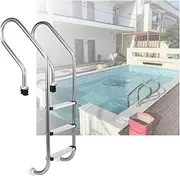 Swimming Pool Ladder,Stainless Steel 2/3 Steps of Stairs,for Water Park Easy to Get in and Out,Weight Capacity 550 Lbs(3-steps1.5mm)