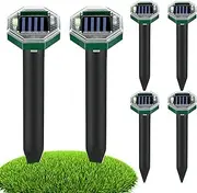 Mole Repeller Solar Powered - Solar Powered Mole Snake Repeller,6X Waterproof Deterring Stakes, Repelling Device Spikes for Yard, Garden, Lawn