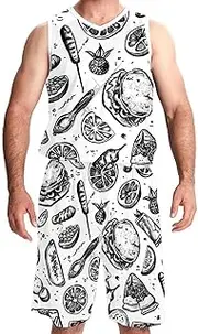 [KQNZT] Basketball Jersey, Jersey Shorts Outfit Set, Men's Athletic Basketball Jerseys, Mexican Food Taco Tomato Chili