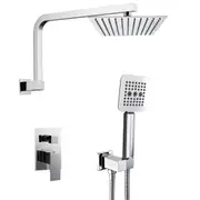 WELS Chrome 8/10/12" Rain Shower Head Handheld Brass Gooseneck Arm Holder 2 Way Diverter